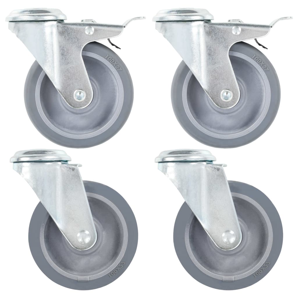 Zwenkwielen combinatie set 100 mm grijs