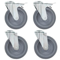 Zwenkwielen combinatie set 125 mm grijs