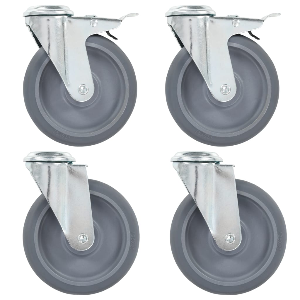 Zwenkwielen combinatie set 125 mm grijs