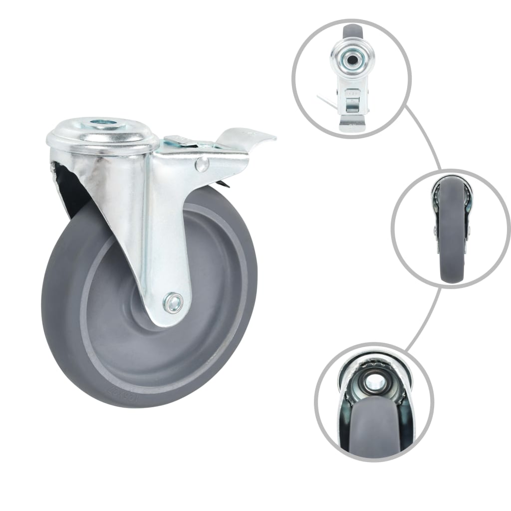 Zwenkwielen combinatie set 125 mm grijs
