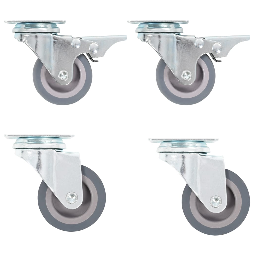 Zwenkwielen combinatie set 50 mm grijs