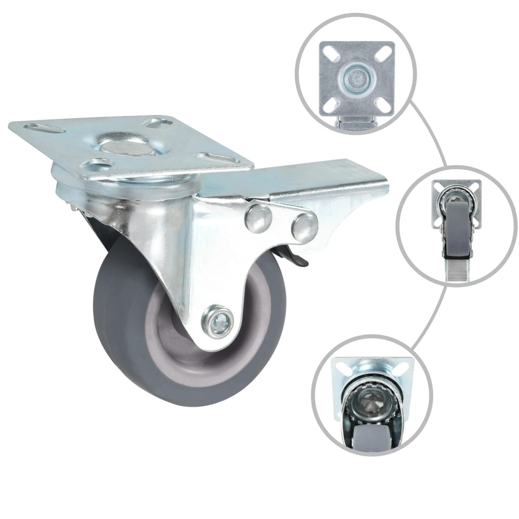 Zwenkwielen combinatie set 50 mm grijs