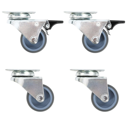 Dubbele zwenkwielen combinatie set 50 mm grijs