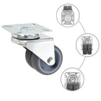 Dubbele zwenkwielen combinatie set 50 mm grijs