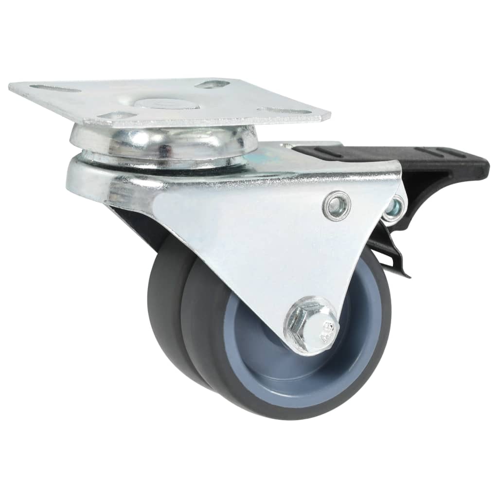 Dubbele zwenkwielen combinatie set 50 mm grijs