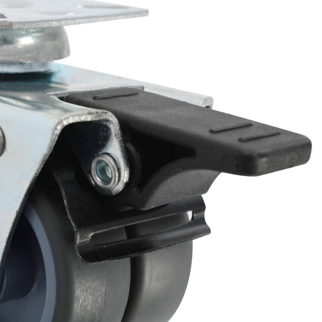 Dubbele zwenkwielen combinatie set 50 mm grijs