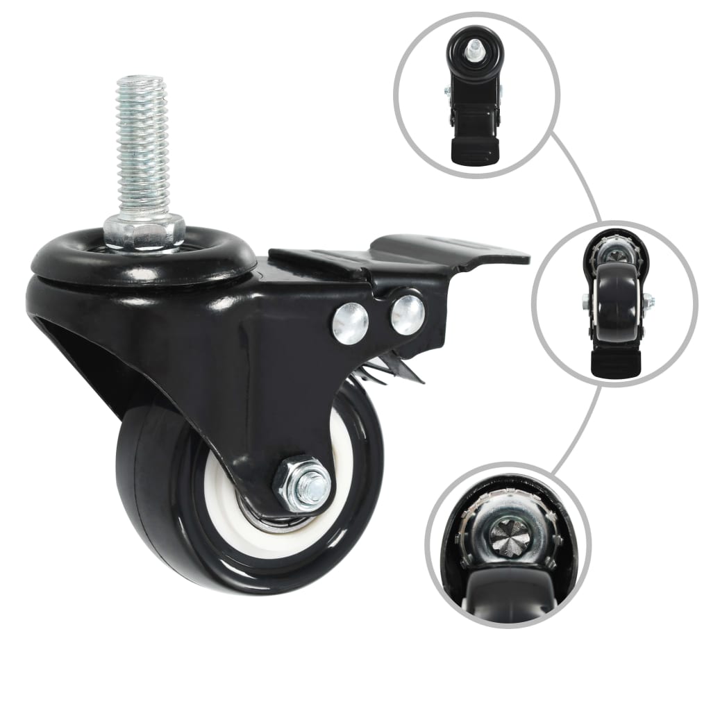 Zwenkwielen met remmen 50 mm zwart