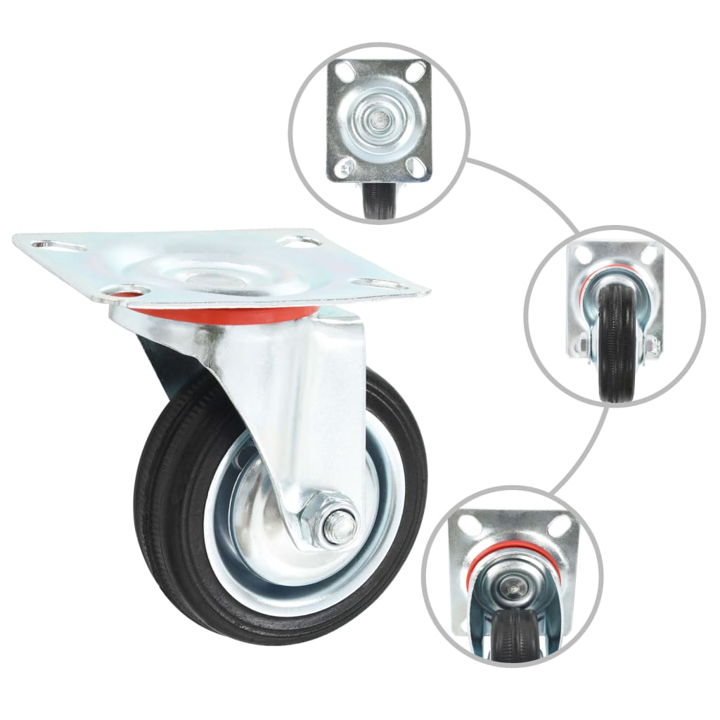 Zwenkwielen met montageplaat 75 mm zwart