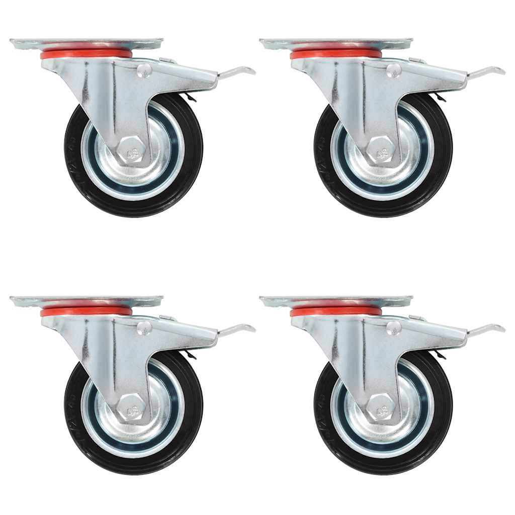Zwenkwielen met remmen 75 mm zwart