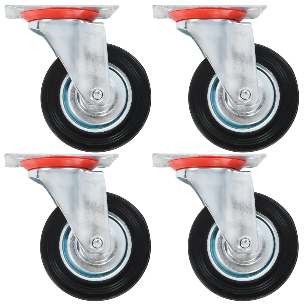 Zwenkwielen met montageplaat 100 mm zwart