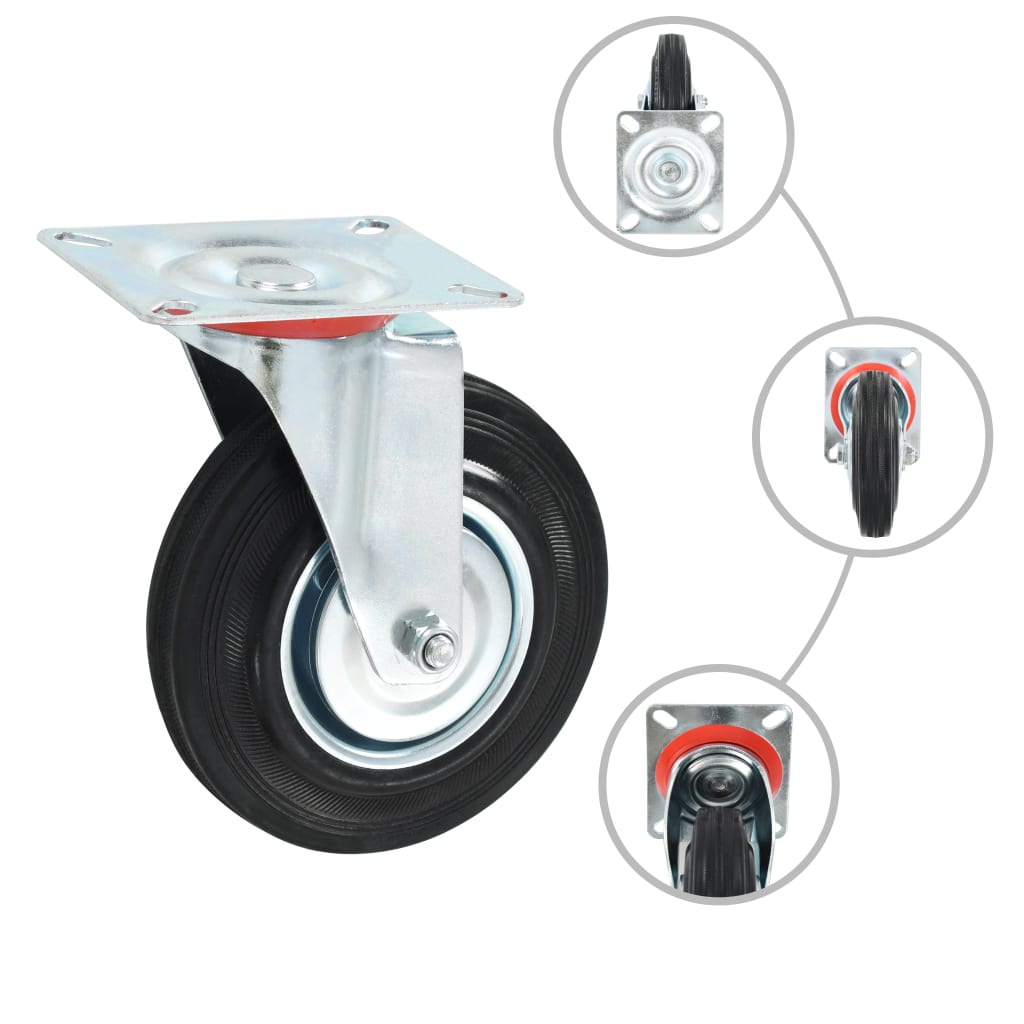 Zwenkwielen met montageplaat 125 mm zwart