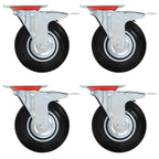 Zwenkwielen met remmen 125 mm zwart