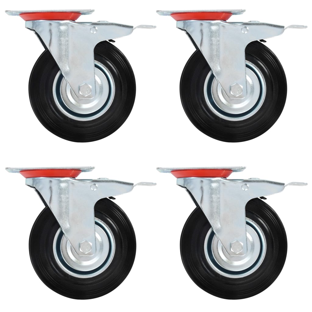 Zwenkwielen met remmen 125 mm zwart