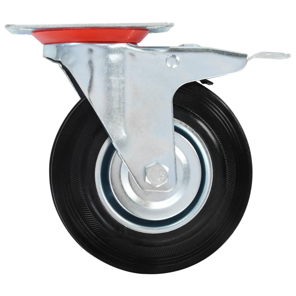 Zwenkwielen met remmen 125 mm zwart