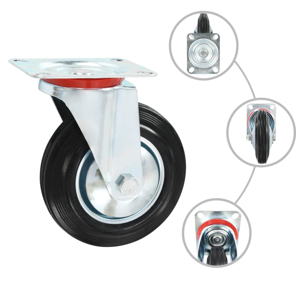 Zwenkwielen met montageplaat 160 mm zwart