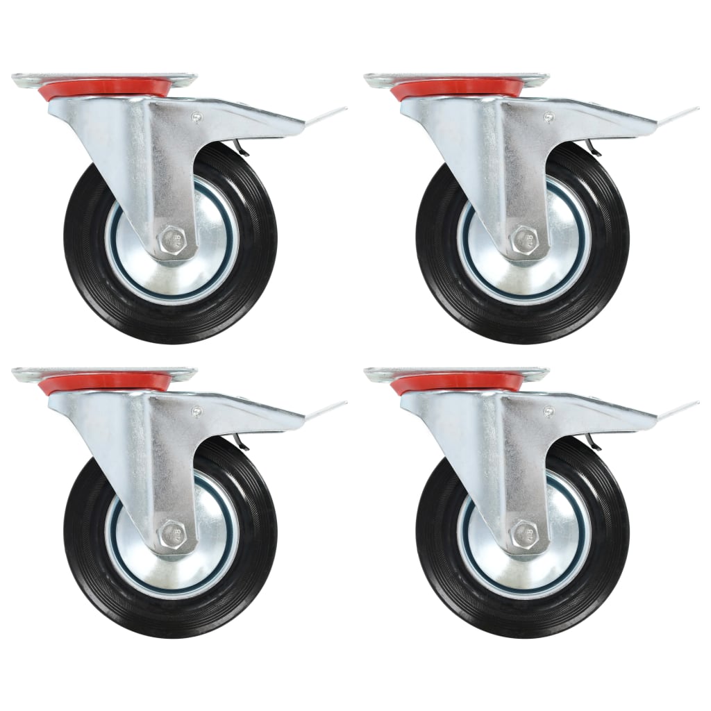 Zwenkwielen met remmen 160 mm zwart