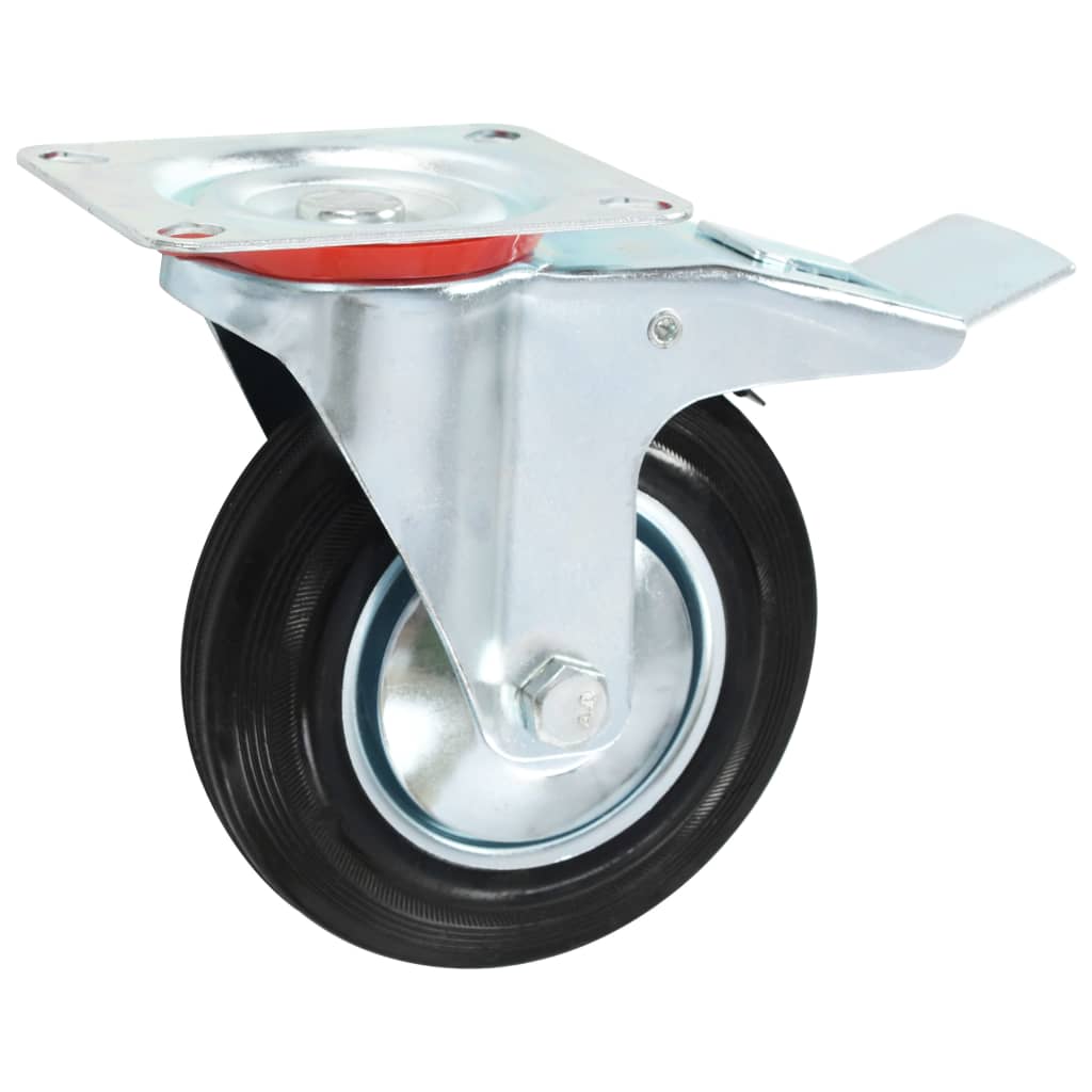 Zwenkwielen met remmen 160 mm zwart