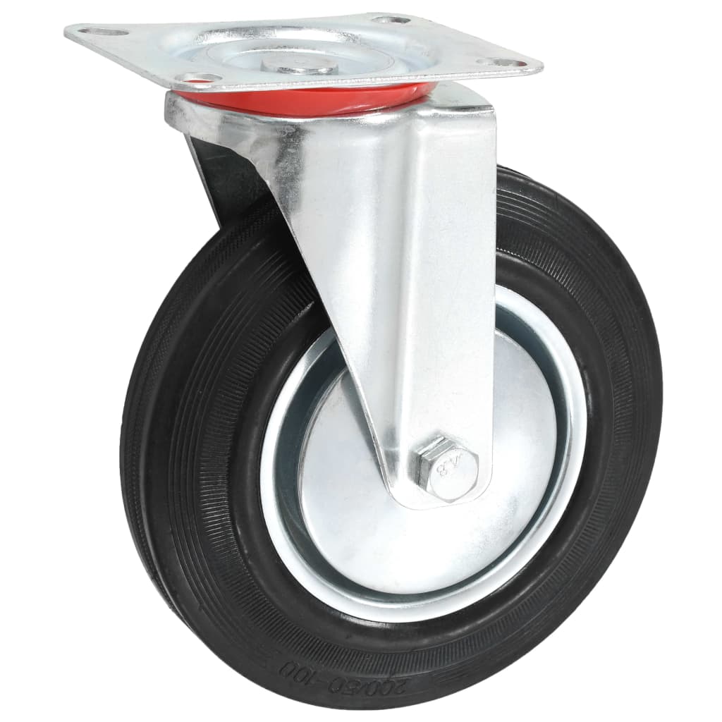 Zwenkwielen met montageplaat 200 mm zwart
