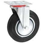 Zwenkwielen met montageplaat 200 mm zwart
