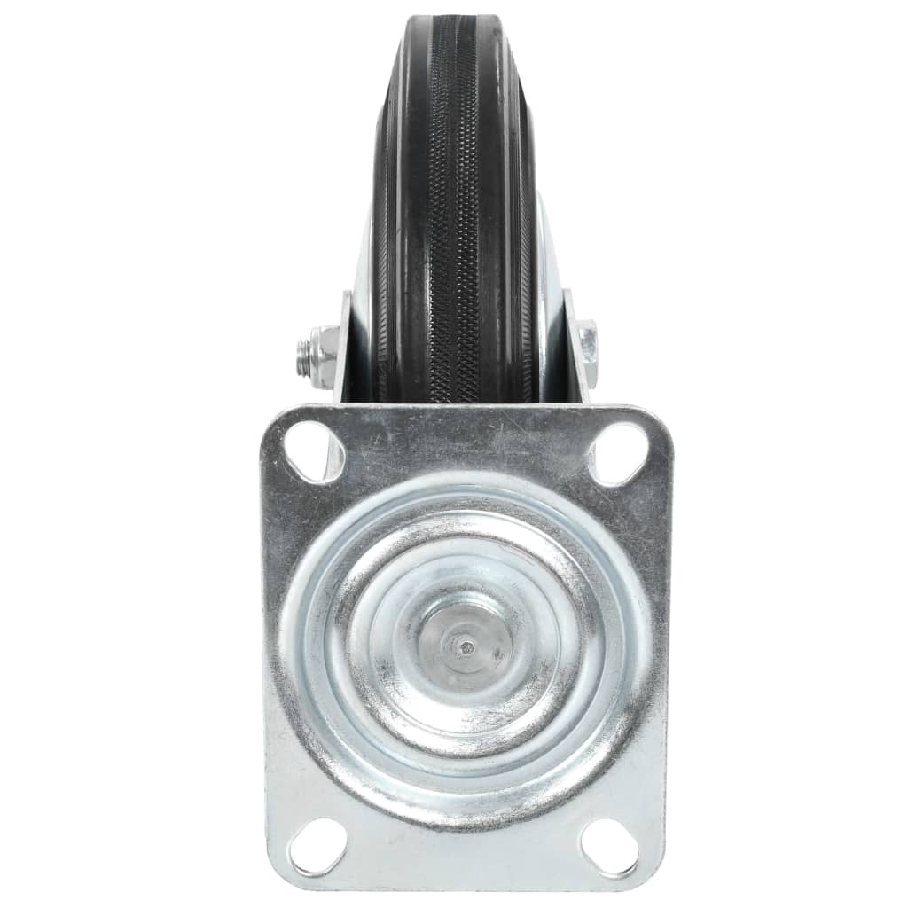 Zwenkwielen met montageplaat 200 mm zwart
