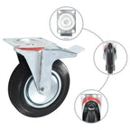 Zwenkwielen met remmen 200 mm zwart