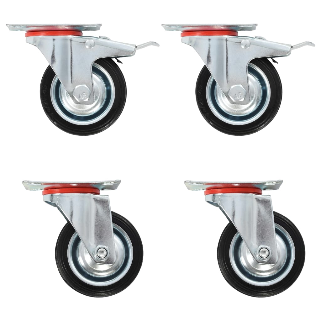 Zwenkwielen combinatie set 75 mm zwart