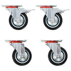 Zwenkwielen combinatie set 75 mm zwart