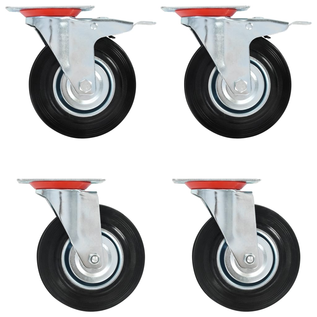 Zwenkwielen combinatie set 125 mm zwart