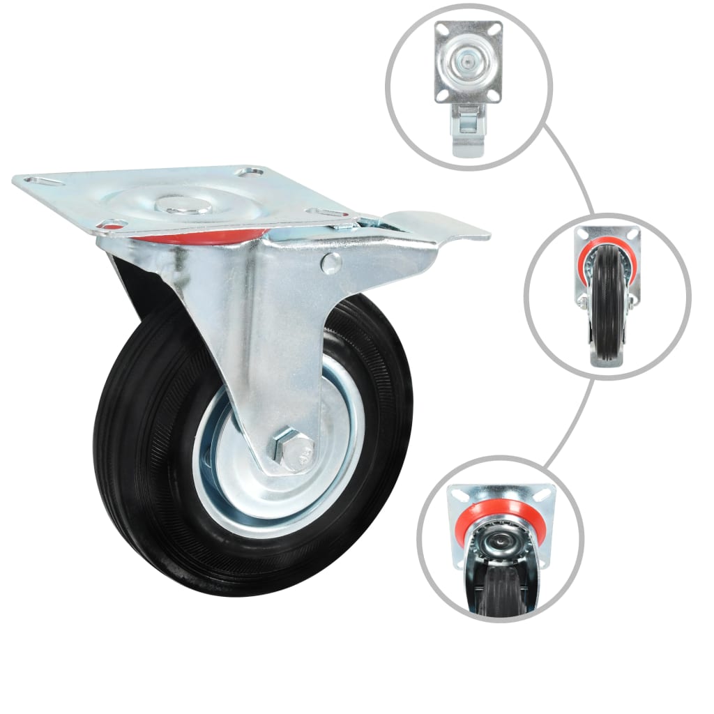 Zwenkwielen combinatie set 125 mm zwart
