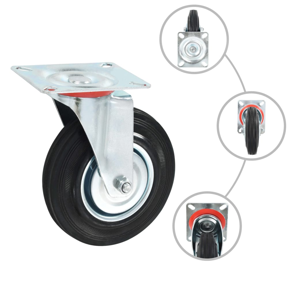 Zwenkwielen combinatie set 125 mm zwart