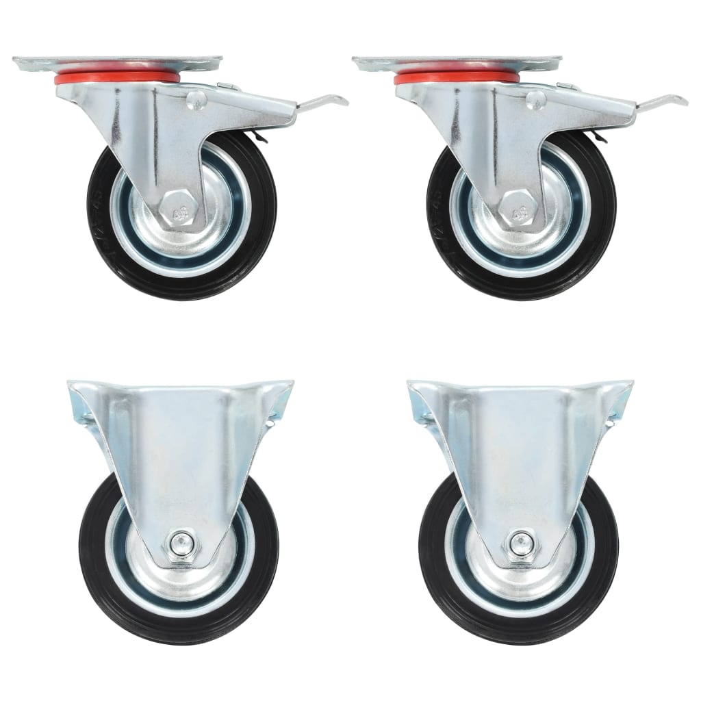 Wielen combinatie set 75 mm zwart