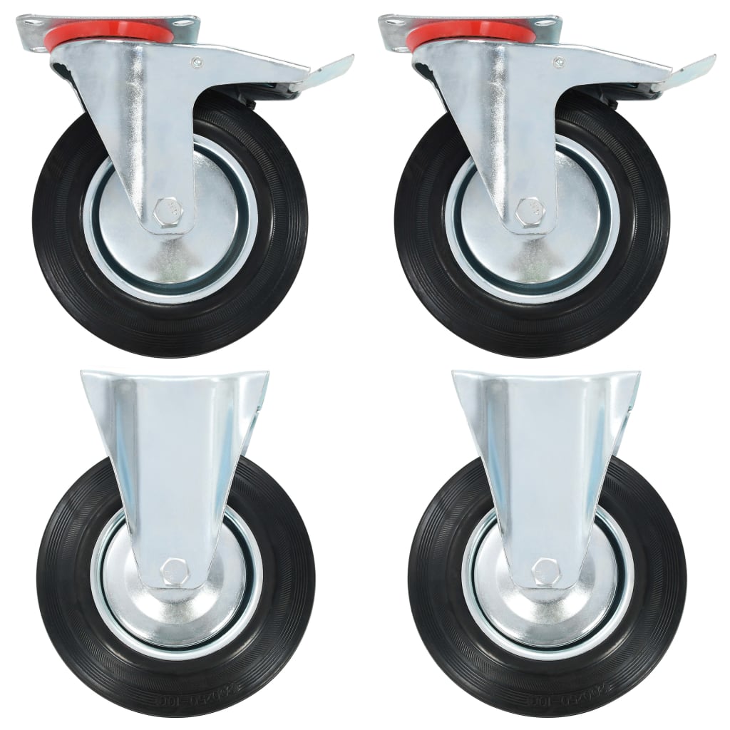 Wielen combinatie set 200 mm zwart