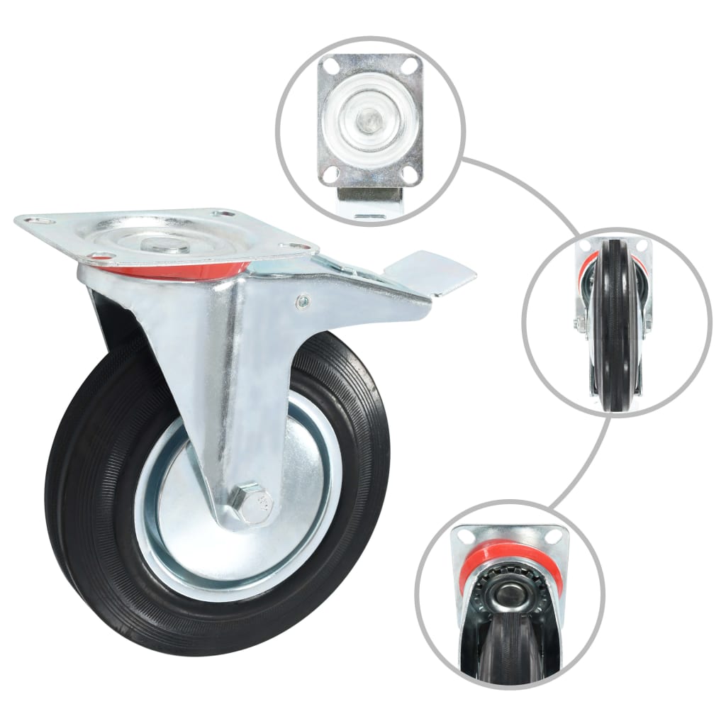 Wielen combinatie set 200 mm zwart