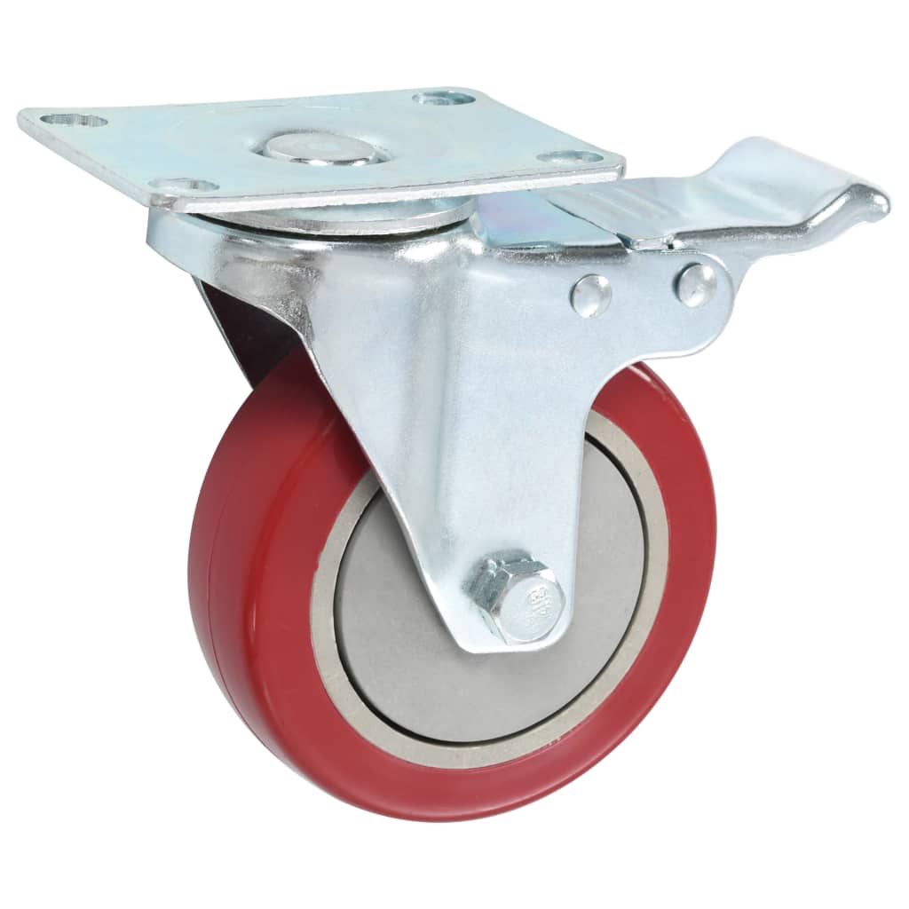 Zwenkwielen combinatie set 100 mm rood