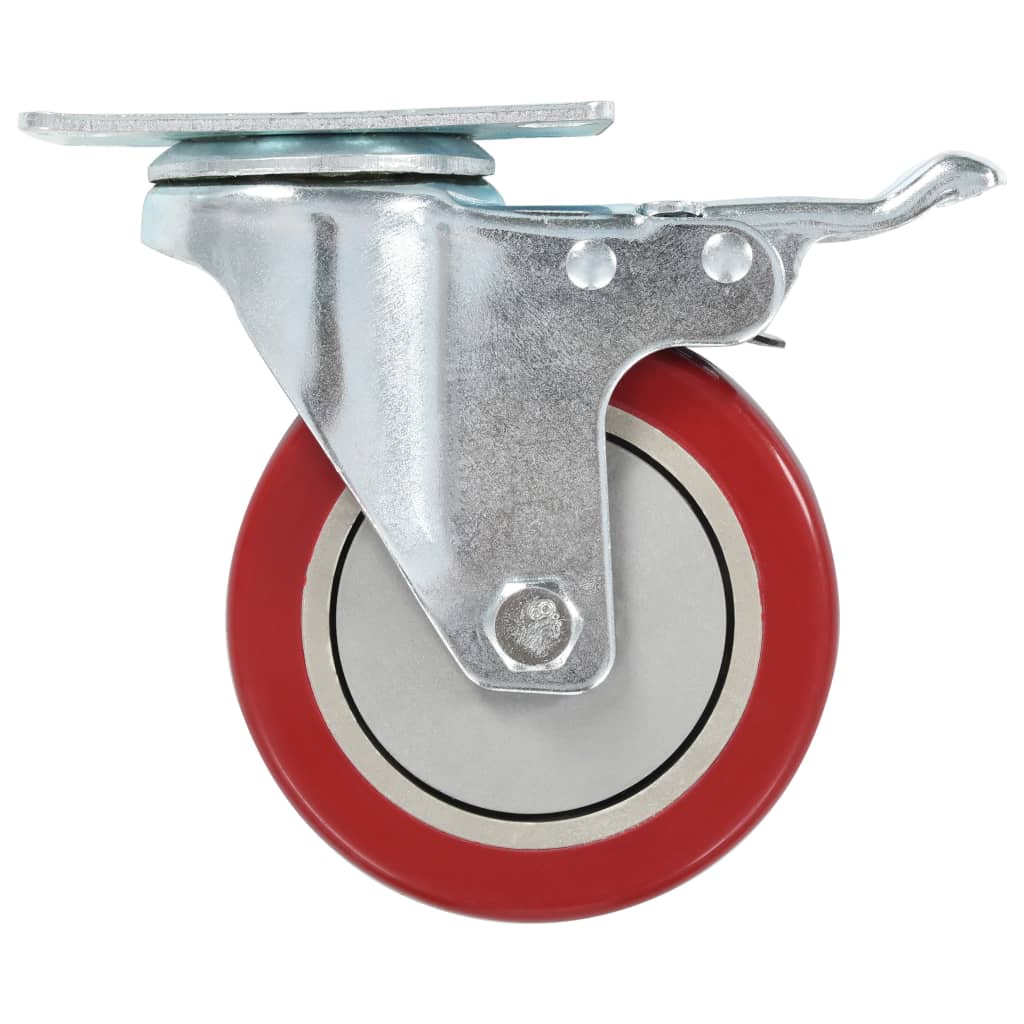Zwenkwielen combinatie set 100 mm rood