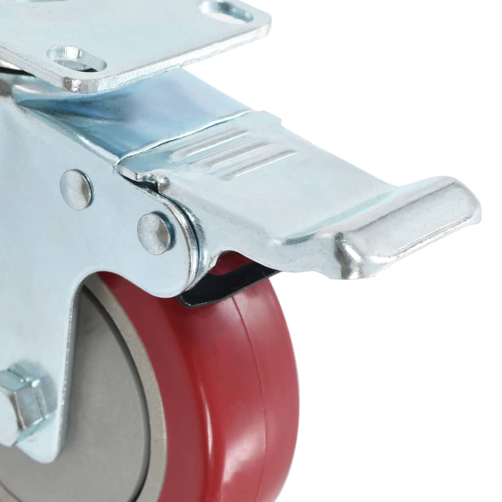 Zwenkwielen combinatie set 100 mm rood