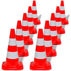 Reflecterende verkeerskegels 50 cm rood en wit - 10 stuks