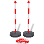 Kettingpalenset met kunststof ketting 10 meter rood en wit - 2 stuks