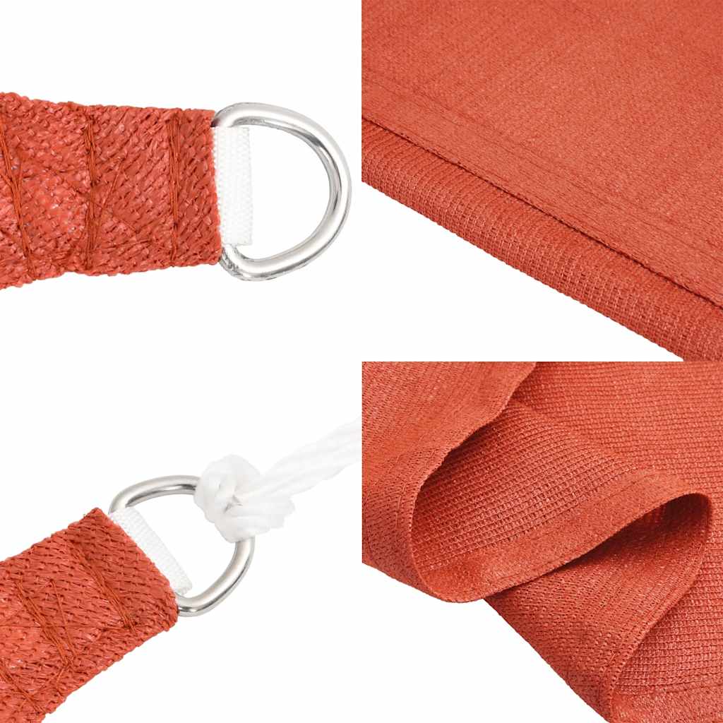 Schaduwdoek driehoekig terracotta waterdoorlatend HDPE 160 g/m² detail 5