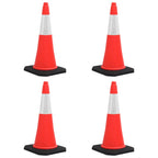 Reflecterende verkeerskegels met zware basis 75 cm - 4 stuks
