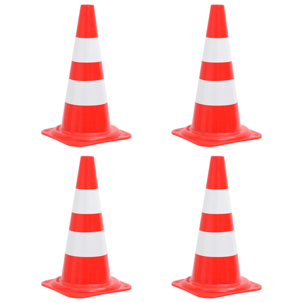 Reflecterende verkeerskegels 50 cm rood en wit - 4 stuks