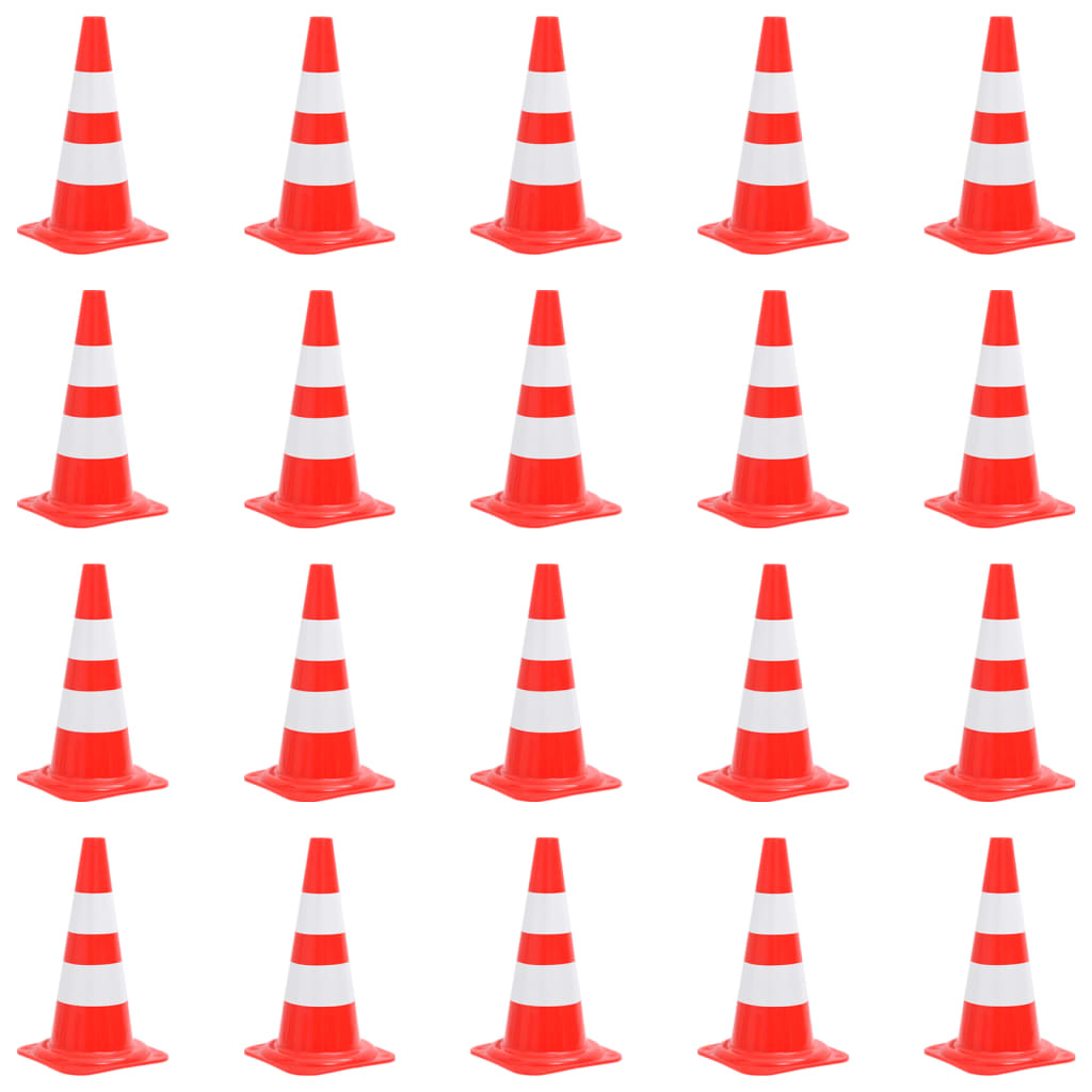 Reflecterende verkeerskegels 50 cm rood en wit - 20 stuks