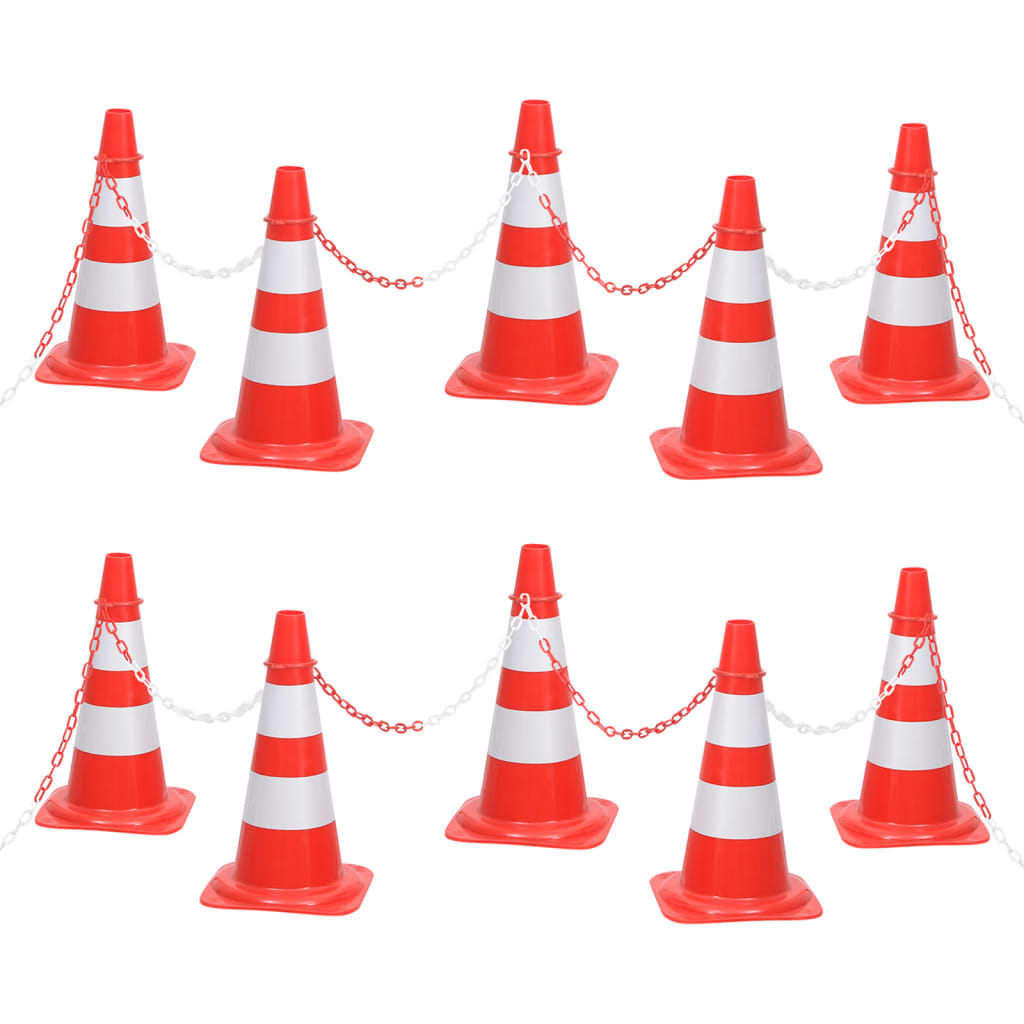 Kegelset met ketting 10 meter rood en wit