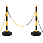Kettingpalenset met kunststof ketting 10 meter geel en zwart - 2 stuks