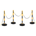 Kettingpalenset met kunststof ketting 10 meter geel en zwart - 4 stuks