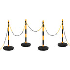 Kettingpalenset met kunststof ketting 10 meter geel en zwart - 4 stuks