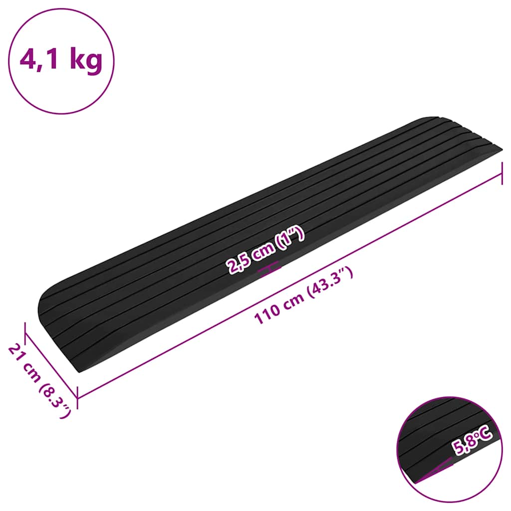Drempelhulp 110 x 21 x 2,5 cm rubber - 2 stuks - afbeelding 9