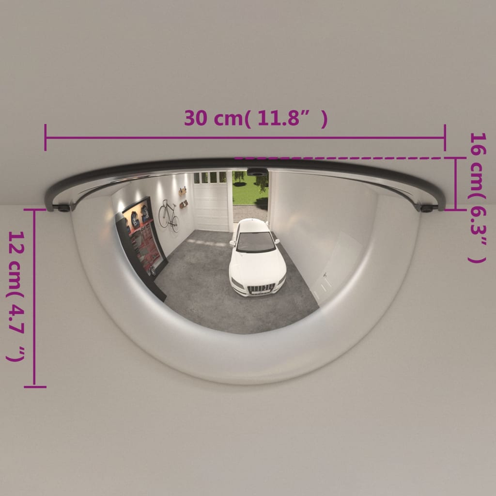 Verkeersspiegels halve bol 30 cm acryl 2 stuks