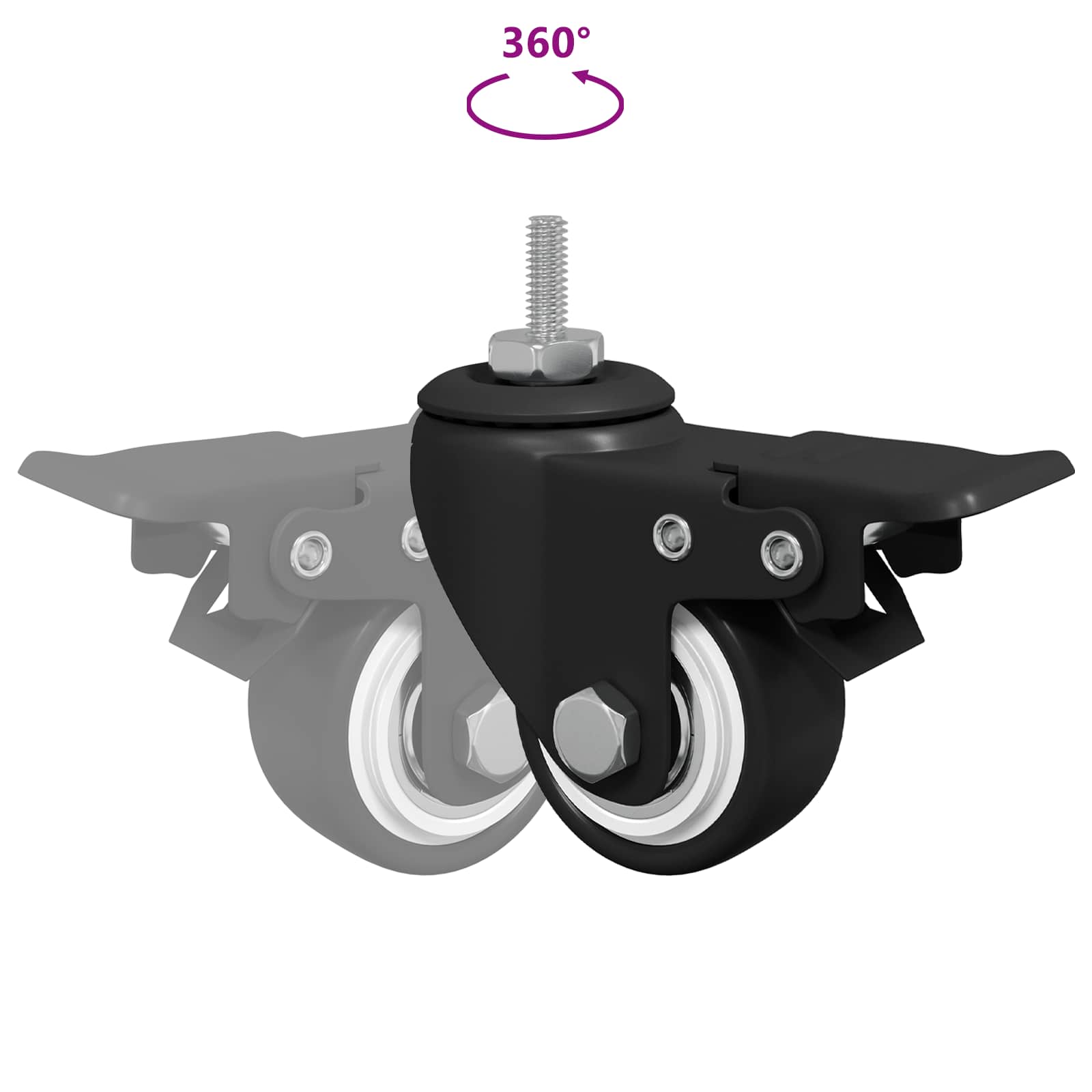 Zwenkwielen M6 x 37 mm zwart