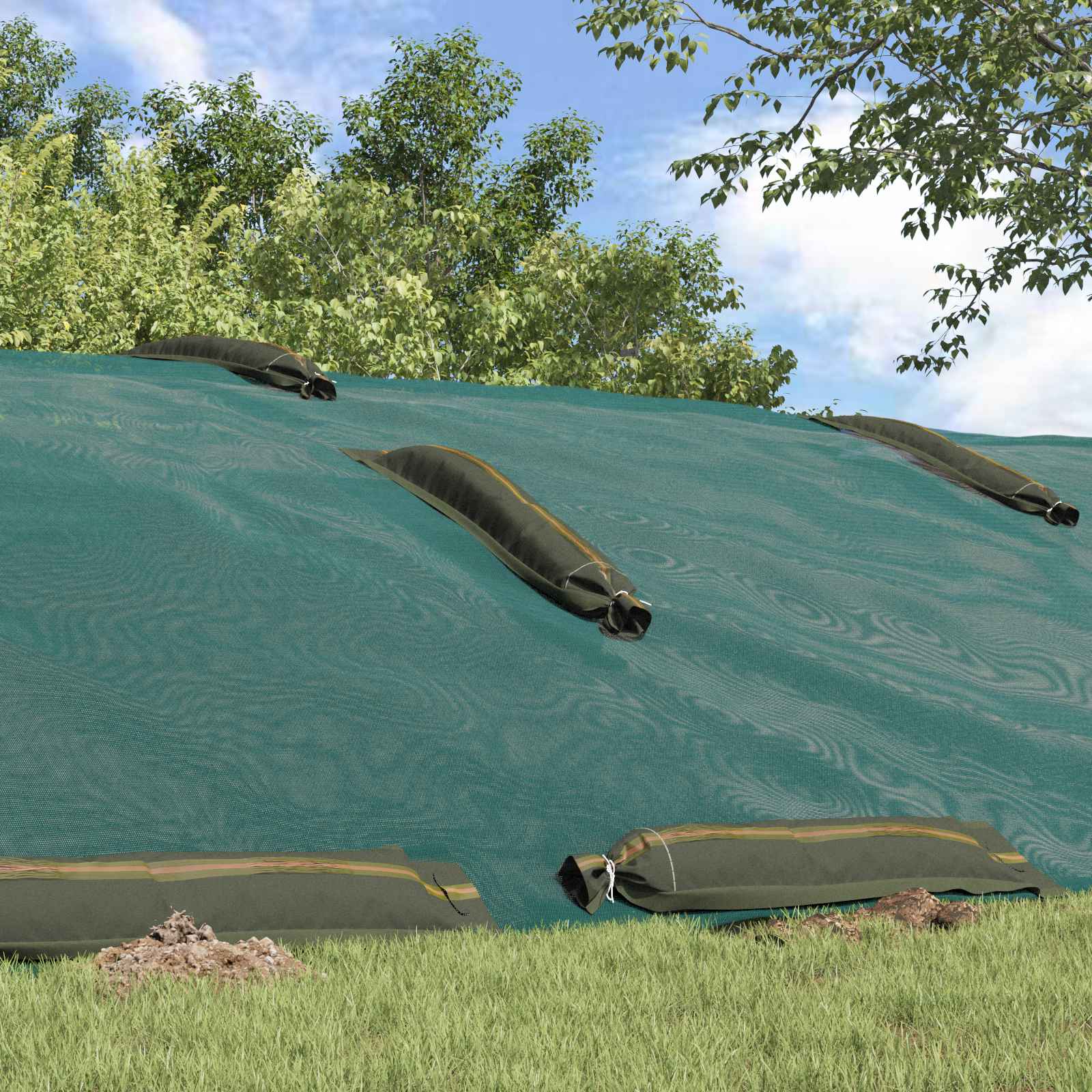 Zandzakken donkergroen 100 x 25 cm HDPE
